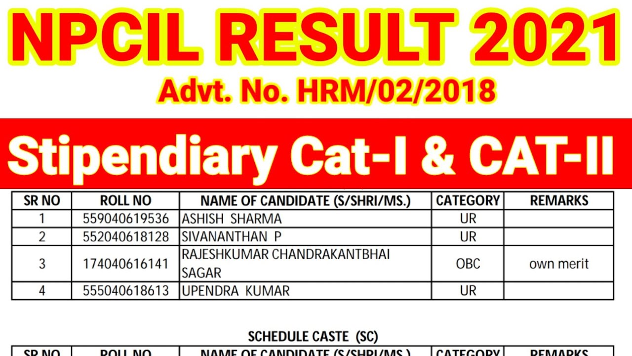 NPCIL Result 2021 | Npcil Kakrapar Gujarat Result, Npcil Kakrapar Gujarat Result 2021