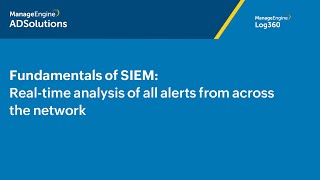 Fundamentals of SIEM | Real-time analysis of all alerts from across the network