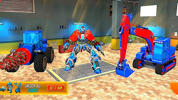 Mecha Robot Heavy Excavator Transforming: Blue Robot Transform - Android iOS Gameplay