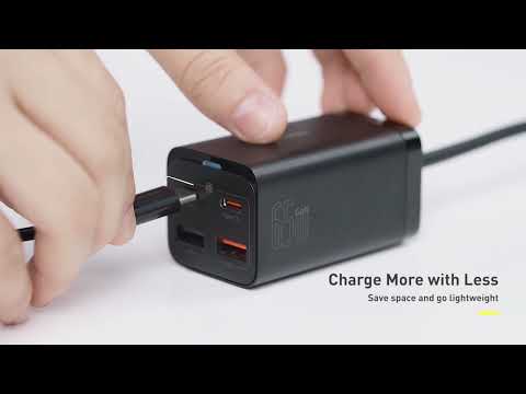 Відео: Зарядний пристрій з вбудованою розеткою Baseus GaN3 Pro Desktop PowerStrip AC+2U+2C 65W Black w/Type-C to Type-C cable (PSZM000901)