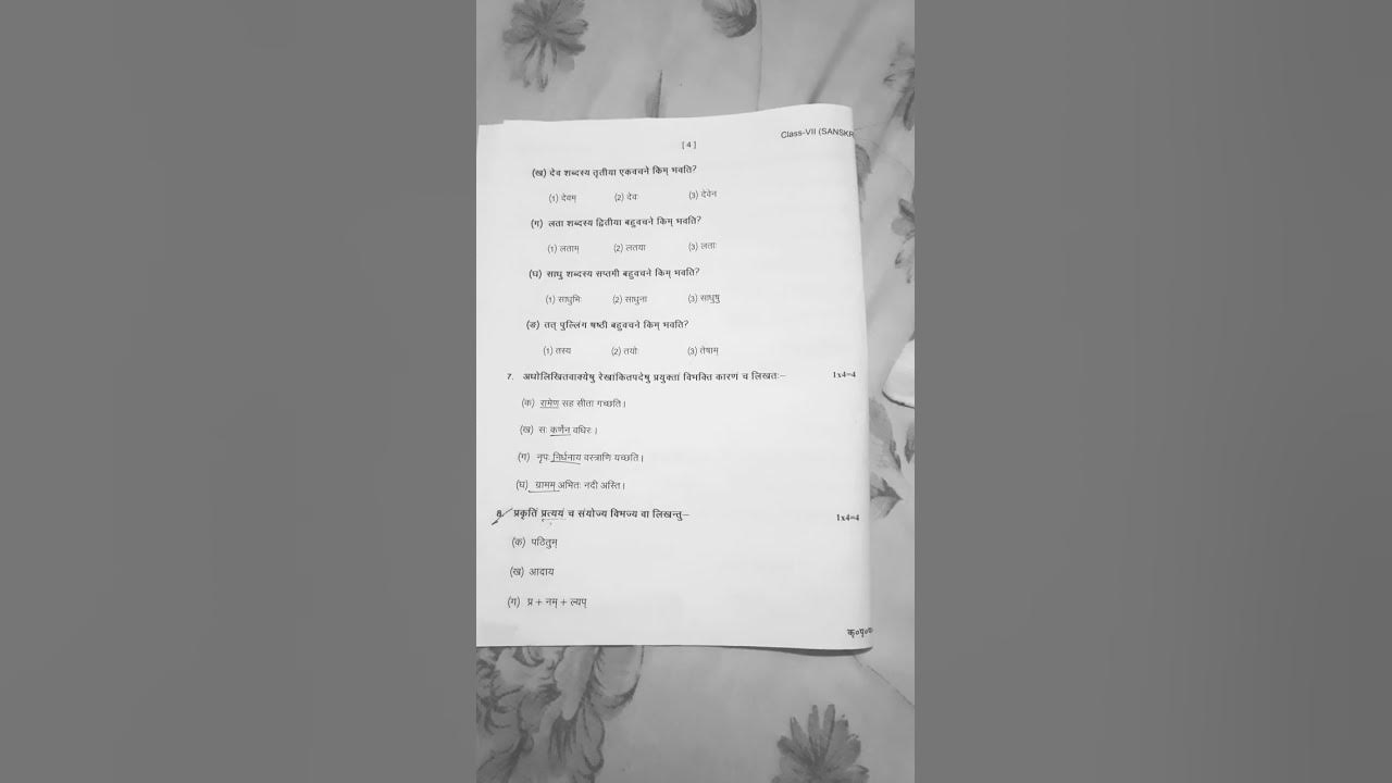 dav class 7 ka sanskrit half yearly paper 2022 2023 YouTube