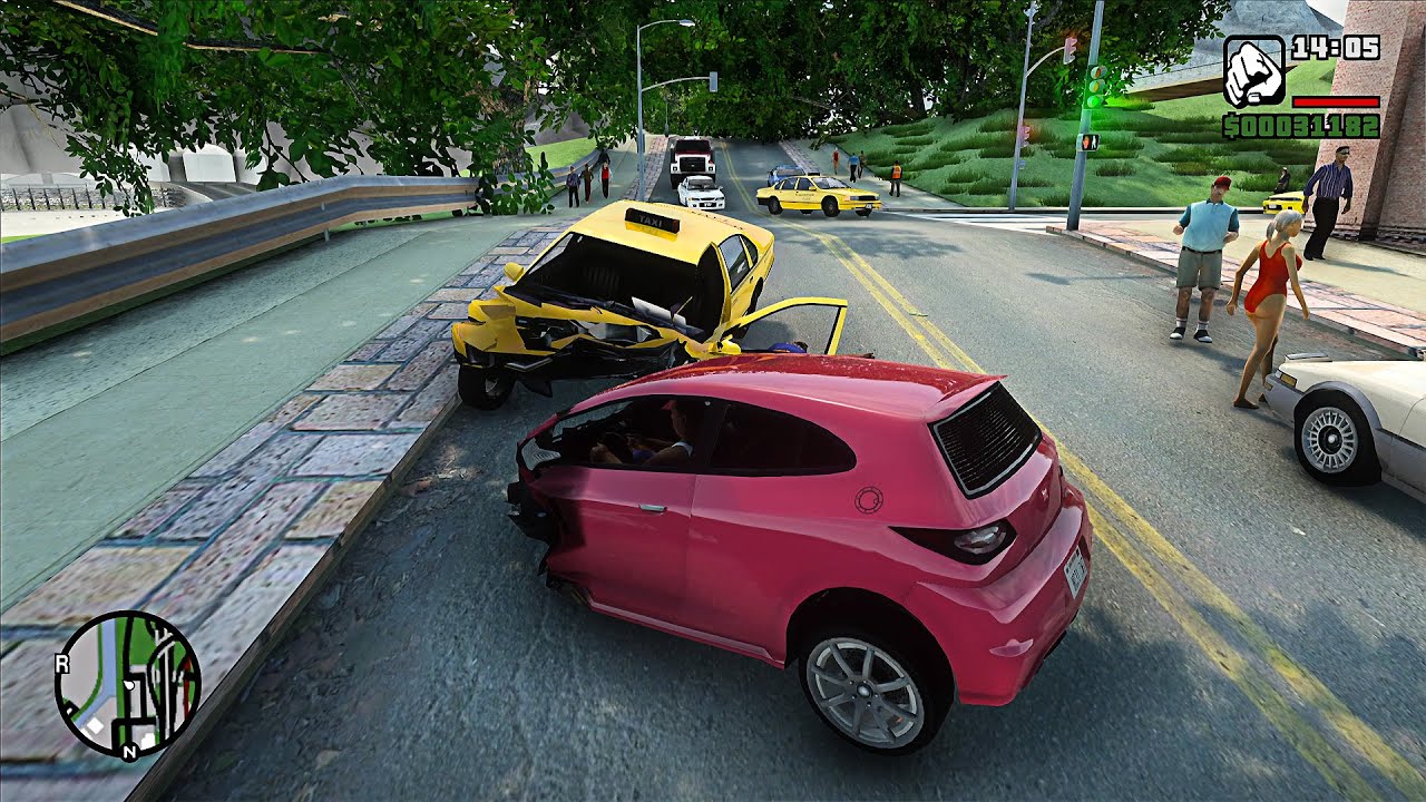 GTA SA Realistic Vehicle Deformation - Crash Testing Ep.13