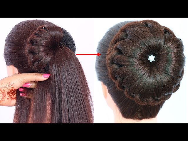 20 Simple Juda Hairstyles for Wedding Sarees and Lehengas | Mother of the  bride hair, Bridal hair buns, Bun hairstyles for long hair