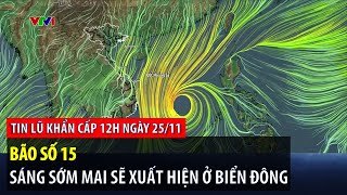 Tin lũ khẩn cấp 12h ngày 25/11: Bão số 15 sáng sớm mai xuất hiện ở Biển Đông | VTVWDB