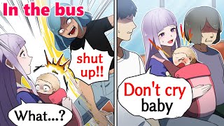 A woman who hit hard my little daughter when she is crying on the bus...【Manga】