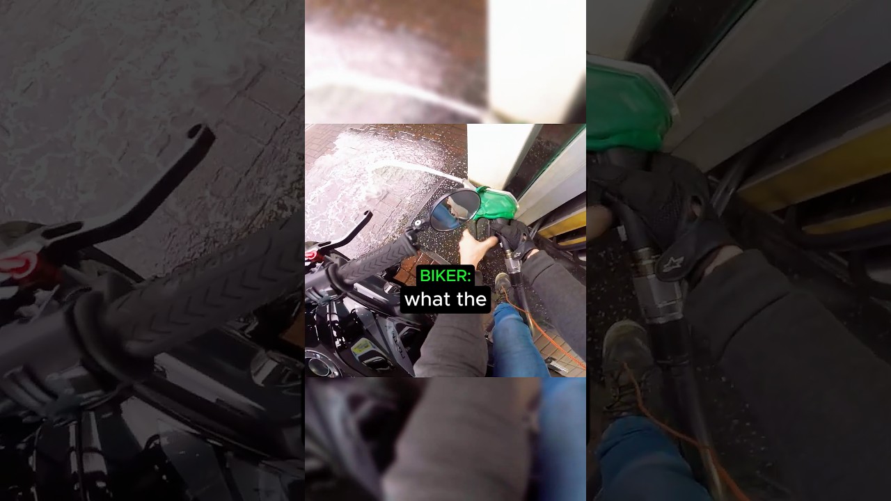 Broken Gas Pump SOAKS Biker 😳