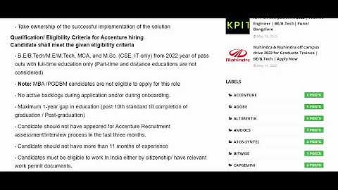 Accenture off campus drive 2022 | Associate Software Engineer