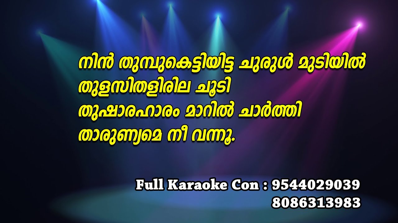Sundari Nin Thumbu Kettiyitta Karaoke With Lyrics  Shalini Ente Koottukari