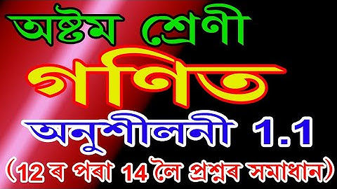 Class 8 Maths, Ex-1.1 Question No. 12 to 14 Solution Assamese Medium SCERT Assam /Rational Numbers