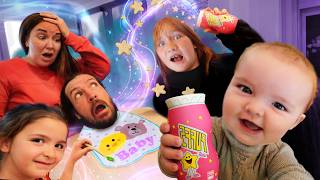 MAGiC BABY PUFFS for DAD and ENZO!!  Adley brings CRAZY BABiES back with Cereal Challenge &amp; Cartoon