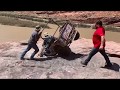 5 Willys Flat Fenders and a TJ on Moab Rim During Easter Jeep Safari 2019