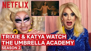 Drag Queens Trixie Mattel \& Katya React to The Umbrella Academy Season 2 | I Like to Watch | Netflix