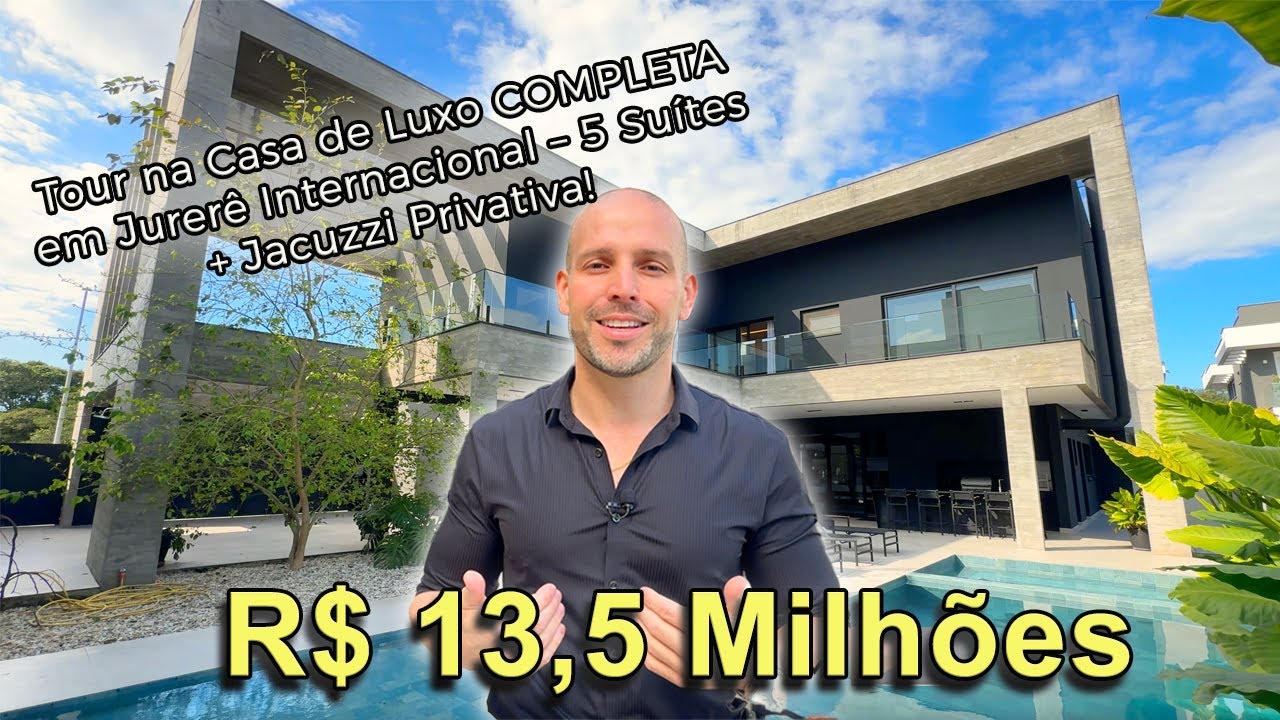 Tour na Casa de Luxo COMPLETA em Jurerê Internacional – 5 Suítes + Jacuzzi Privativa!
