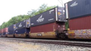 Eastbound NS stack train led by solo UP SD70M #4030 at Burdick, IN