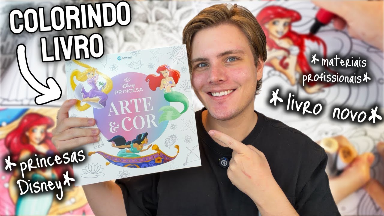 Colorindo Novo Livro de Colorir da Disney com Materiais Profissionais de Desenho