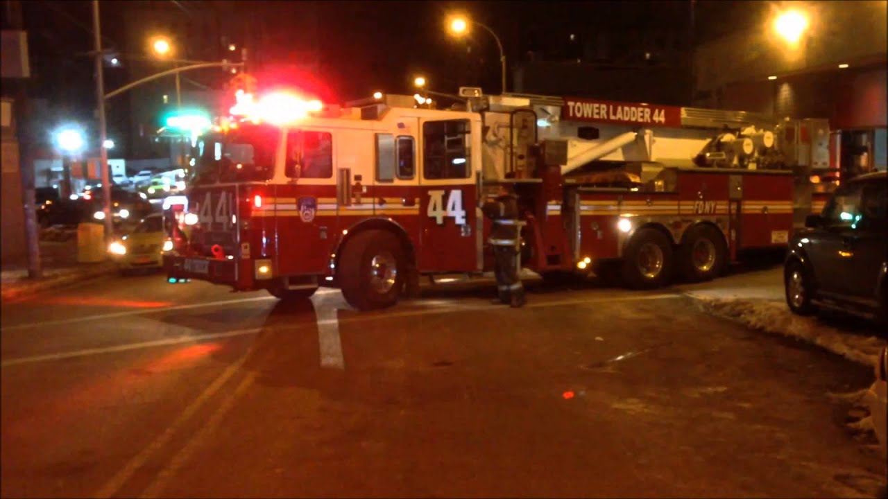 SUPER EXCLUSIVE RARE CATCH OF BRAND NEW FDNY TOWER LADDER 44 RESPONDING ...