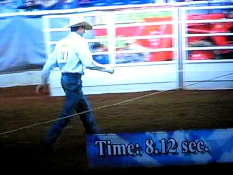 Clint Cooper on Sweetness Calf 2 at Mike Johnson R...