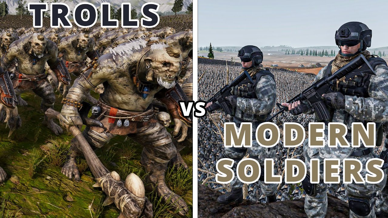 Modern Soldiers VS Trolls - Ultimate Epic Battle Simulator 2 UEBS 2.