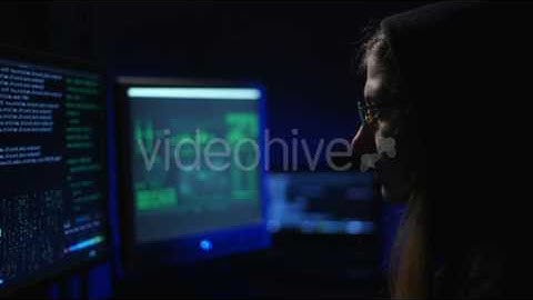 Hacker Girl Works At The Computer - Stock Footage | VideoHive 15158329
