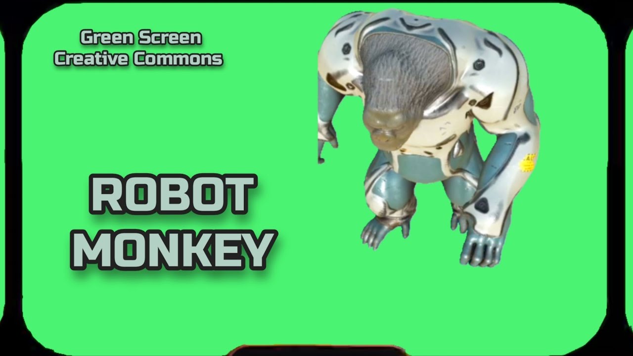 GORILLA ROBOT video Green Screen footage. Chromakey animation monkey GREEN SCREEN.
