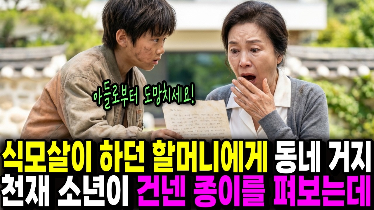 “아들로부터 도망치세요!” 식모살이 하던 시어머니에게 거지 천재 소년이 건넨 종이를 펴보는데ㅣ시니어사연ㅣ노후사연ㅣ감동사연ㅣ오디오북ㅣ사이다사연