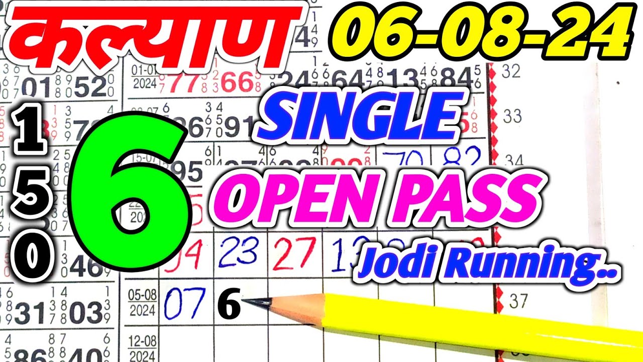Kalyan Today 06-08-2024 | Kalyan Chart | Satta Matka | Fix Open #kalyan ...