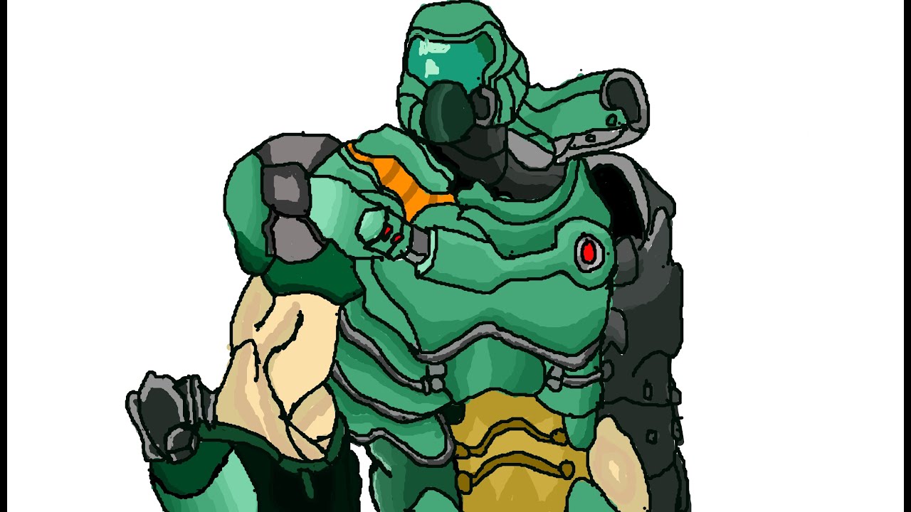 drawing doom slayer from doom  Rip & Tear )
