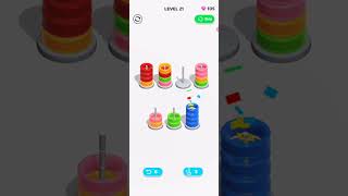 Color Hoop Stack - Sort Puzzle Level 21 #shorts #youtubeshorts