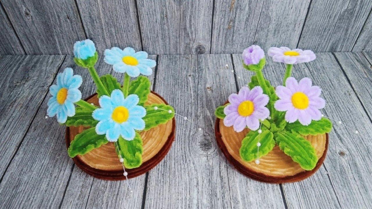 Diy Pipe cleaner Flower pot 🌼 Daisy flowers #pipecleanercrafts #diy