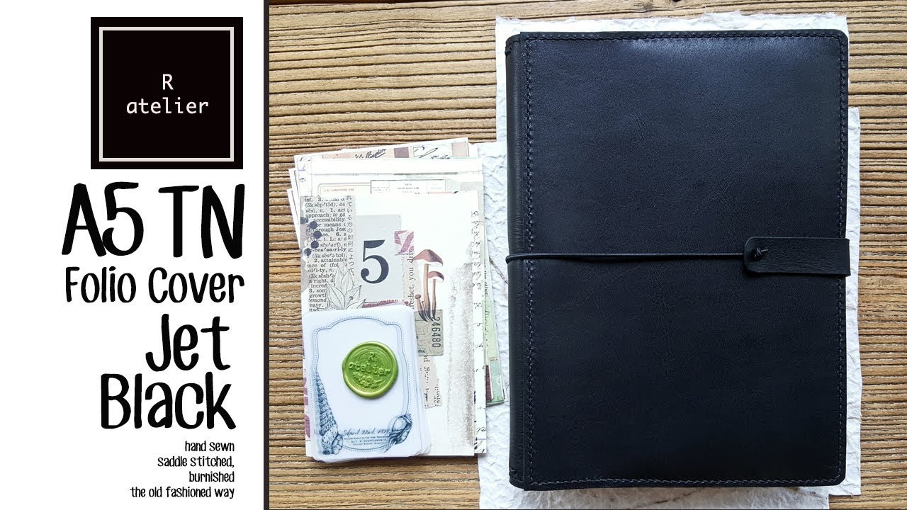 R atelier Jet Black A5 TN Leather Folio