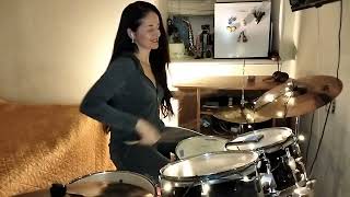 A 16th-note ride single backbeat pattern 