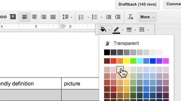 Vocabulary in a Google Doc