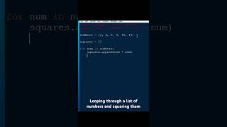 Looping through a list of numbers and squaring them #coding #programming #python