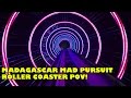 Madagascar Mad Pursuit Roller Coaster Front Seat POV Low Light Motiongate Dubai #rollercoaster