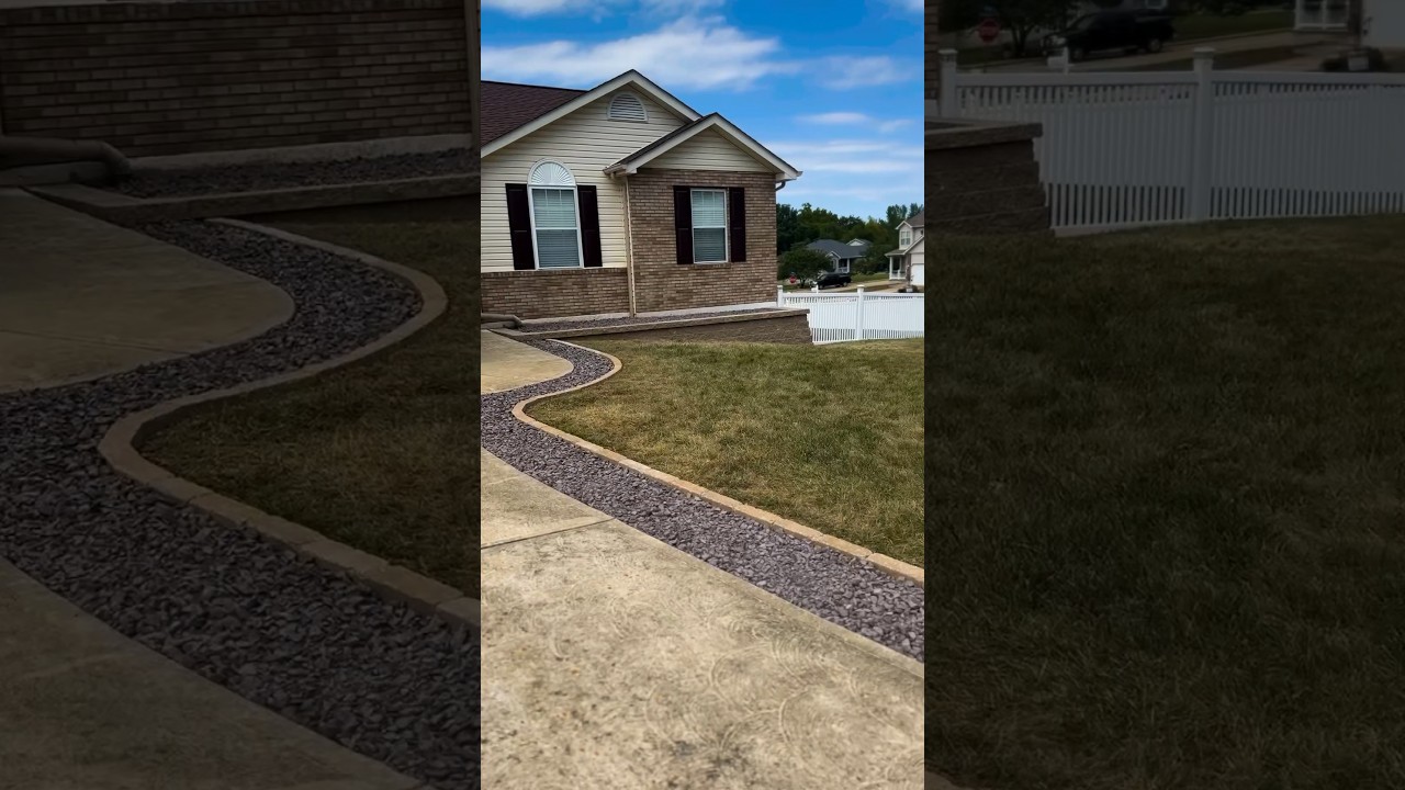 Paver edging and decorative rock install 🤩 