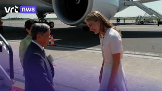 Thumbnail for Eerste optreden sinds afstuderen: kroonprinses Elisabeth heet Japanse keizer en keizerin welkom