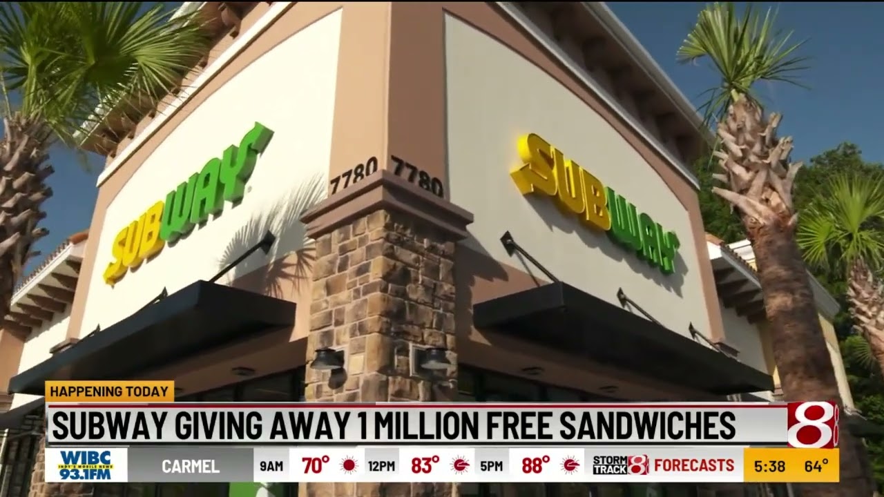 Subway giving away 1 million free sandwiches