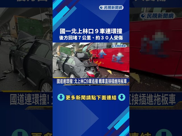 天雨路滑! 國一北上林口9車連環撞 釀30傷回堵7公里－民視新聞