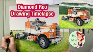 Diamond Reo Colored Pencil Truck Drawing Timelapse by Miss Flatbed Red 770 views 13 days ago 2 minutes, 36 seconds