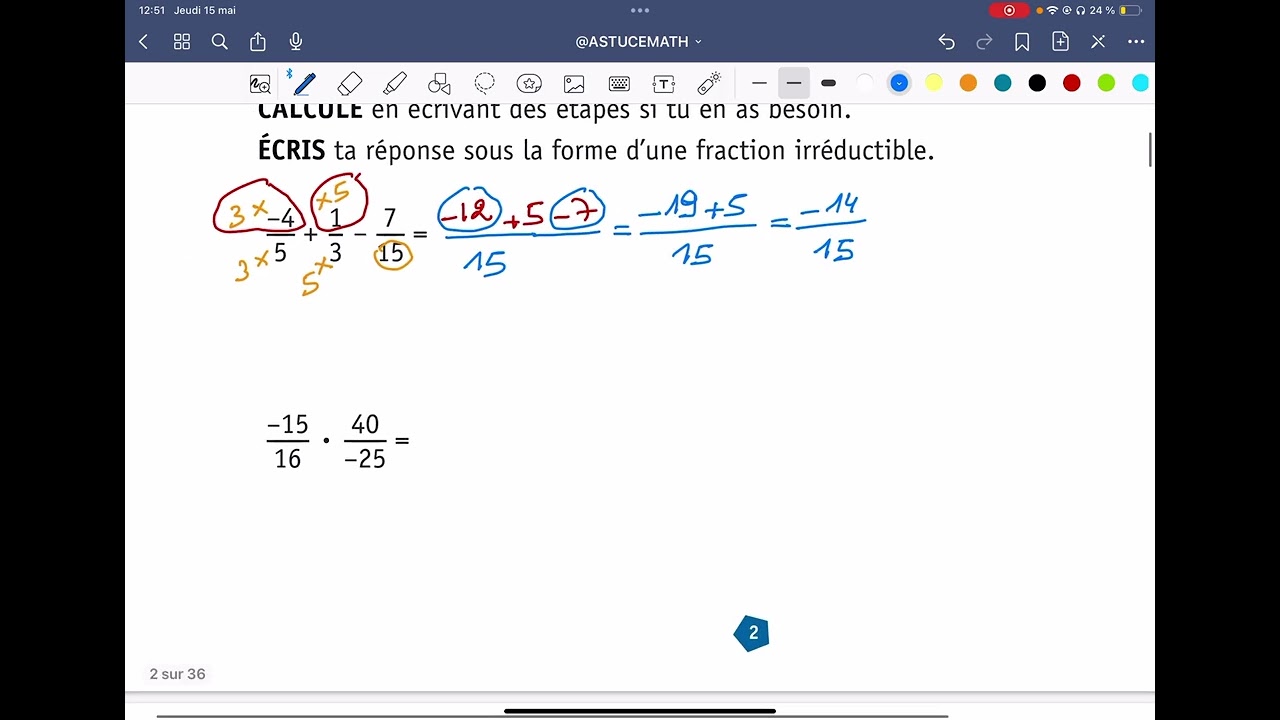 CE1D 2024 – Astuce pour résoudre 2 exercices de fraction qui reviennent souvent !
