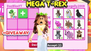 WHAT PEOPLE TRADE For a MEGA NEON T-REX in Adopt Me Trading 🦕 + GIVEAWAY