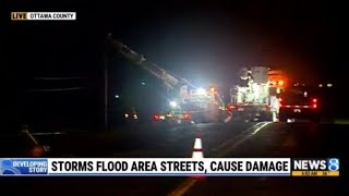 Storms bring down power poles, lines in Hudsonville area