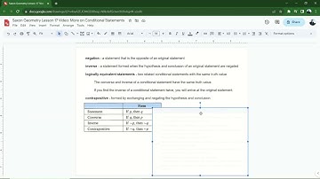 Saxon Geometry Lesson 17 Video: More on Conditional Statements
