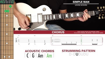 Simple Man Guitar Cover Lynyrd Skynyrd 🎸|STANDARD TUNING Tabs + Chords|