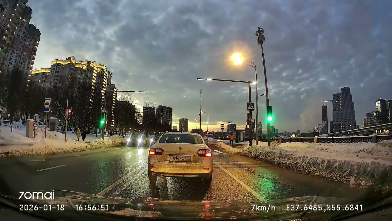Driving in Moscow city: Нагатинский Затон - Лефортово 18/01/2026 (timelapse 4x)