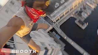 Watch Crazy Daredevil Jump Off 8 Story Building, Nearly Gets Killed