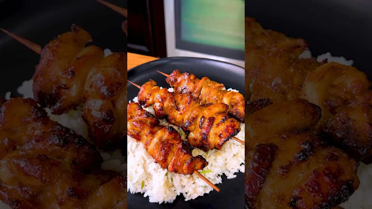 Lemon Pepper Chicken Skewers Air Fryer Recipe #shorts