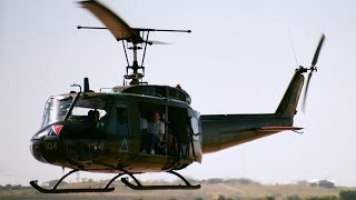 Flight in USA Bell UH-1H Huey Gunship Helicopter Iconic sound