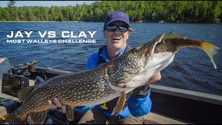 Jay Vs Clay - Most Walleye Challenge (HUGE PIKE EATS MY WALLEYE!!!)