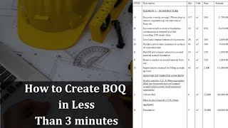 How to Create BOQ in less than 3 minutes
